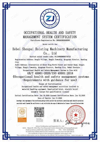 ISO 45001 Occupational Health and Safety Certificate